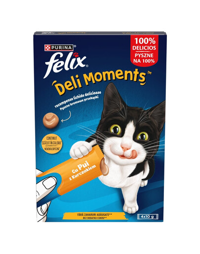 FELIX DeliMoments Chicken cremige Snacks mit Huhn für Katzen 4x10g