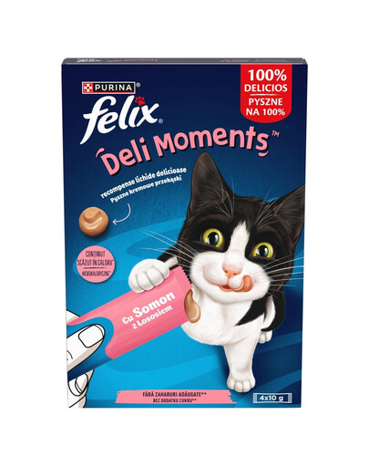 FELIX DeliMoments cremige Snacks mit Lachs für Katzen 4x10g