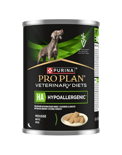 PURINA PRO PLAN Veterinary Diets Canine HA Hypoallergenic bei Nahrungsmittelunverträglichkeiten, Nassfutter für erwachsene Hunde und Welpen 400g