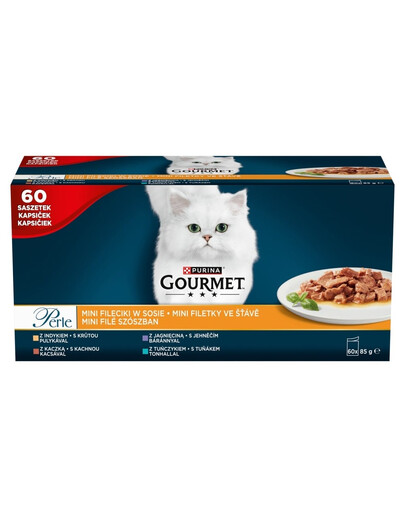 PURINA GOURMET Perle Mini Filetstücke in Soße Mix Geschmacks für adulte Katzen 60x85g