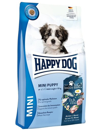 HAPPY DOG Fit & Vital Mini Puppy Trockenfutter mit Geflügel und Lamm für Welpen kleiner Rassen 4 kg