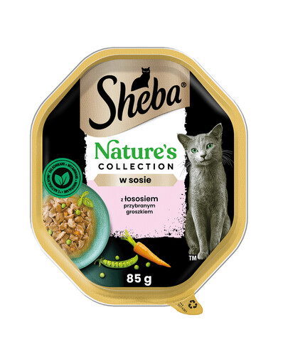 SHEBA Nature’s Collection Nassfutter mit Lachs und Erbsen in Soße für adulte Katzen 22x85g