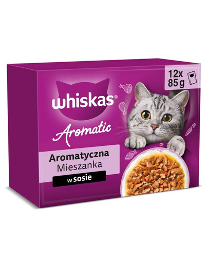 WHISKAS Nassfutter Mix Geschmacks in Soße für adulte Katzen 12x85 g