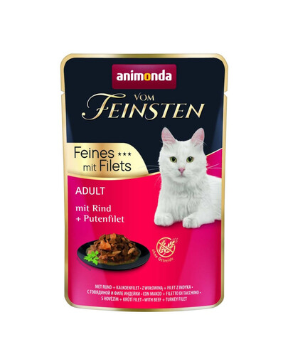 ANIMONDA Vom Feinsten Fines mit Filets Nassfutter mit Rind und Putenfilet für adulte Katzen 85g