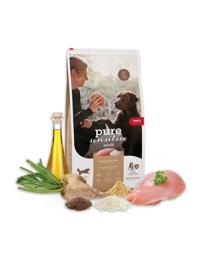 MERA Pure Sensitive Adult Turkey Rice Trockenfutter mit Pute und Reis für empfindliche Hunde 12,5 kg