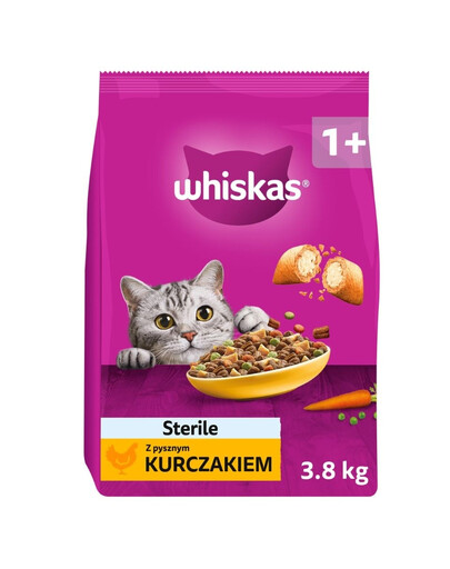WHISKAS Steril Trockenfutter mit Huhn für Katzen 3,8 kg