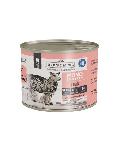 COUNTRY OF ANIMALS Nassfutter Monoprotein mit Lamm für adulte Katzen 200g