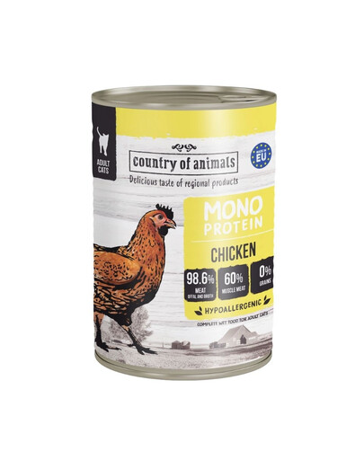 COUNTRY OF ANIMALS Nassfutter Monoprotein Huhn für adulte Katzen 400g