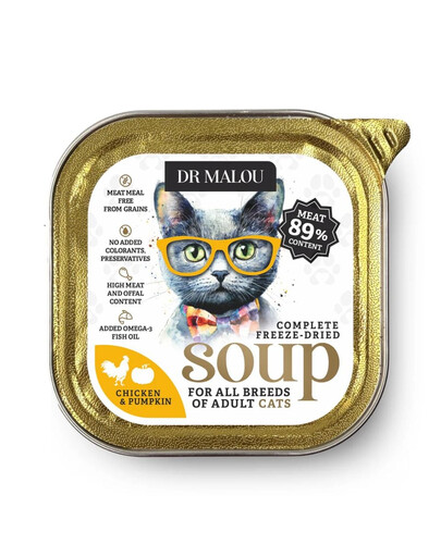DR MALOU Gefriergetrocknete Suppe Huhn mit Kürbis für Katzen getreidefrei 12g