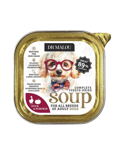 DR MALOU Gefriergetrocknete Suppe Ente mit Kürbis für Hunde getreidefrei 12g