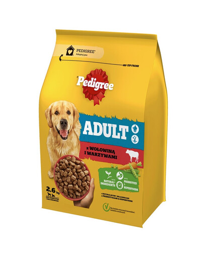 PEDIGREE Adult mit Rindfleisch und Gemüse für große und mittelgroße Hunde 3x2,6 kg