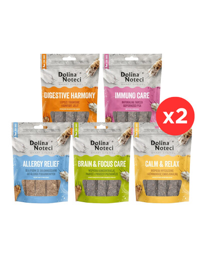 DOLINA NOTECI Smart Chews Mix Geschmacks Unterstützung bei Stressabbau, kognitiver Funktion, Verdauung, Nahrungsmittelallergien, Immunsystem, getrocknete Hundeleckerlis 10x100g