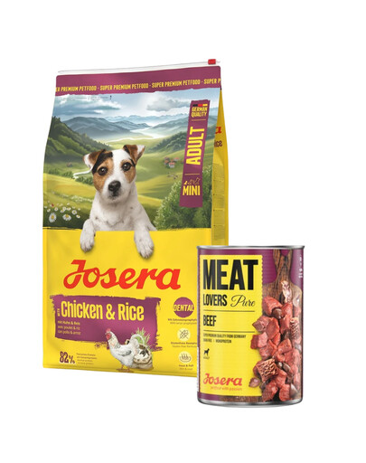 JOSERA Mini Adult Chicken and Rice glutenfreies Futter für kleine Hunderassen 10 kg + 800g GRATIS