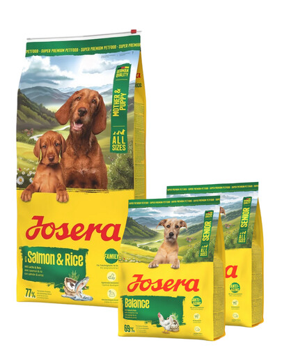 JOSERA Mother and Puppy Salmon with Rice für Welpen, trächtige und säugende Hündinnen 12,5kg + 2x900g GRATIS