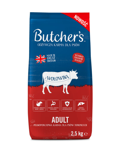 Butcher's Trockenfutter mit Rind für adulte Hunde aller Rassen 2,5kg