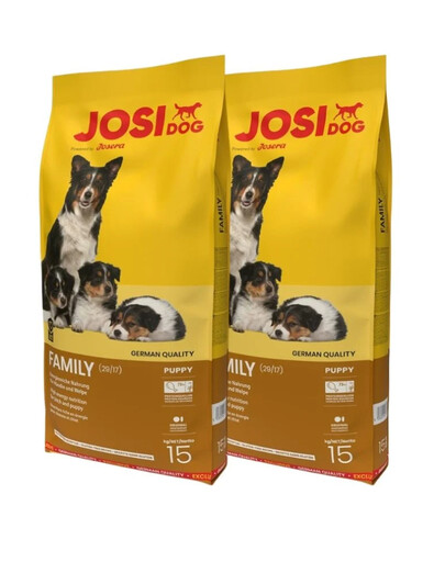 JOSERA JosiDog Family Trockenfutter für Hündinnen im Welpenalter, säugende Hündinnen und heranwachsende Hunde 2x15 kg