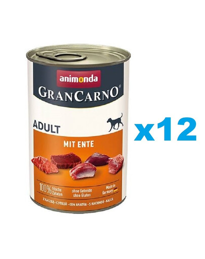 ANIMONDA GranCarno Nassfutter Schweinefleisch mit Ente für adulte Hunde getreidefrei 12x400 g