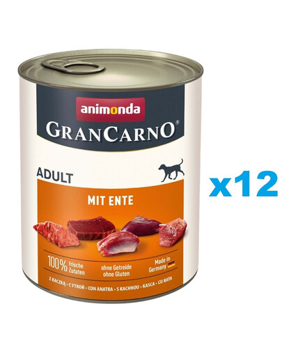 ANIMONDA GranCarno Nassfutter mit Ente für adulte Hunde getreidefrei 12x800 g