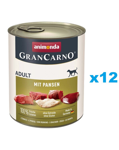 ANIMONDA GranCarno Nassfutter mit Pansen für adulte Hunde getreidefrei 12x800 g