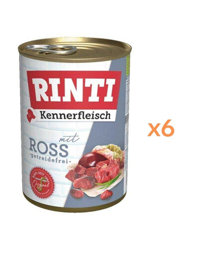 RINTI Kennerfleisch Nassfutter mit Pferdefleisch für adulte Hunde getreidefrei 6x400 g