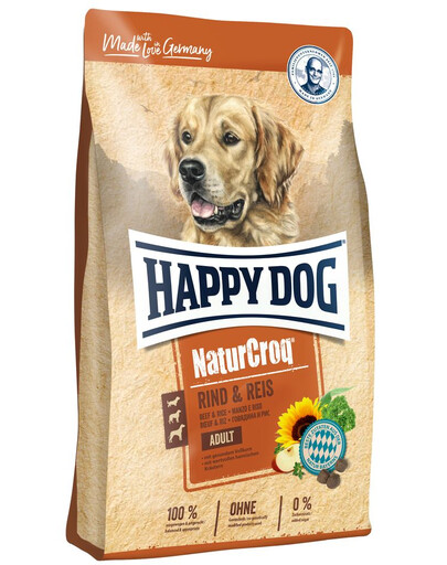 HAPPY DOG NaturCroq Trockenfutter mit Rind & Reis für adulte Hunde 2x4 kg