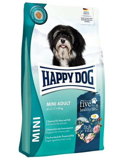 HAPPY DOG Fit & Vital Adult Mini Trockenfutter mit Geflügel für kleine Hunderassen 2x4 kg
