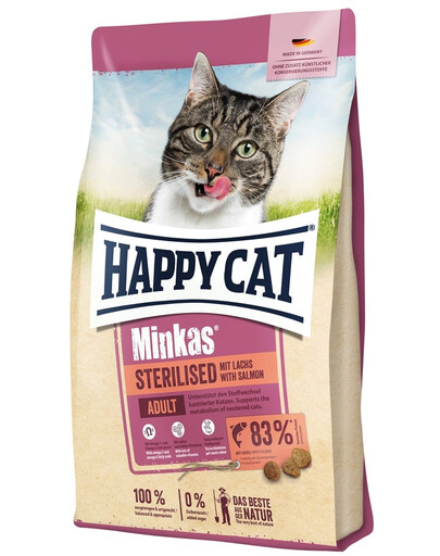 HAPPY CAT Minkas Sterilised Trockenfutter mit Lachs für sterilisierte Katzen 20kg (2x10 kg)