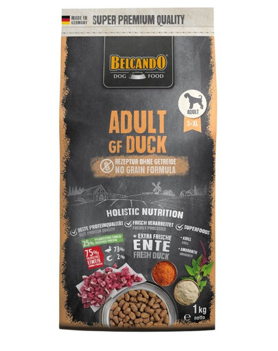 BELCANDO Adult Grain Free Duck Trockenfutter mit Ente für alle adulte Hunde getreidefrei 1 kg