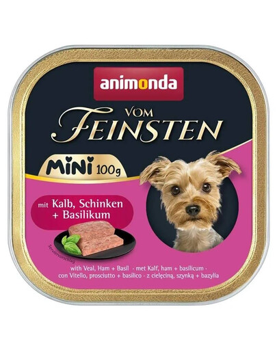 ANIMONDA Vom Feinsten Nassfutter mit Kalbfleisch, Schinken und Basilikum für kleine Hunderassen 100g