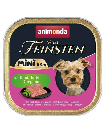 ANIMONDA Vom Feinsten Nassfutter mit Rind, Ente und Oregano für kleine Hunderassen 12x100g