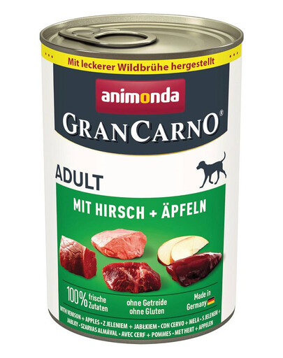 ANIMONDA GranCarno Nassfutter mit Hirsch und Apfel für adulte Hunde getreidefrei 24x400 g