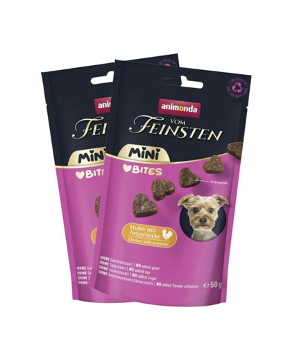 ANIMONDA Vom Feinsten Mini Bites Huhn mit Artischocken Leckerlis für kleine Hunde 6x50g