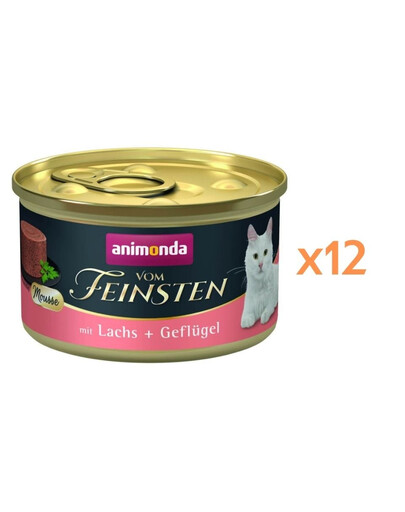 ANIMONDA Vom Feinsten Nassfutter mit Lachs und Geflügel Mousse für adulte Katzen getreidefrei 12x85 g