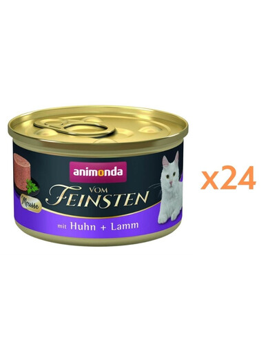 ANIMONDA Vom Feinsten Nassfutter mit Huhn und Lamm Mousse für adulte Katzen getreidefrei 24x85g