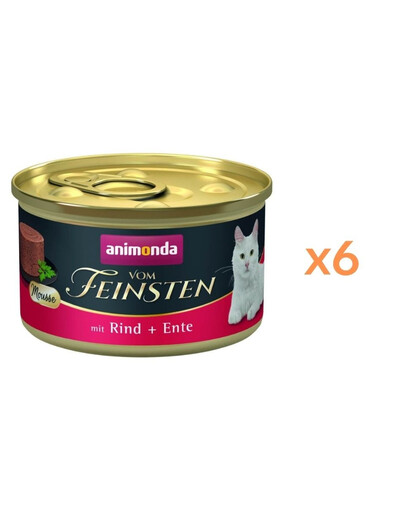 ANIMONDA Vom Feinsten Nassfutter mit Rind und Ente Mousse für adulte Katzen getreidefrei 6x85g