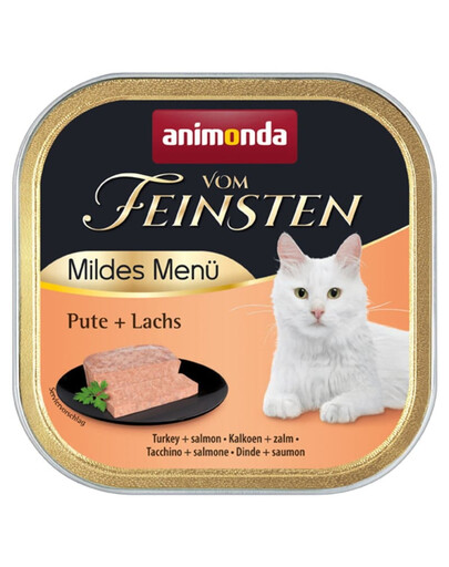 ANIMONDA Vom Feinsten Mildes Menü Nassfutter mit Pute und Lachs für adulte Katzen 100g