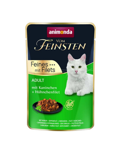 ANIMONDA Vom Feinsten Fines mit Filets Nassfutter mit Kaninchen und Hähnchenfilet für adulte Katzen 85g