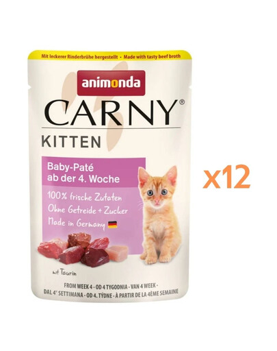 ANIMONDA Carny Kitten Nassfutter Baby-Pate mit Rind und Huhn getreidefrei 12x85g
