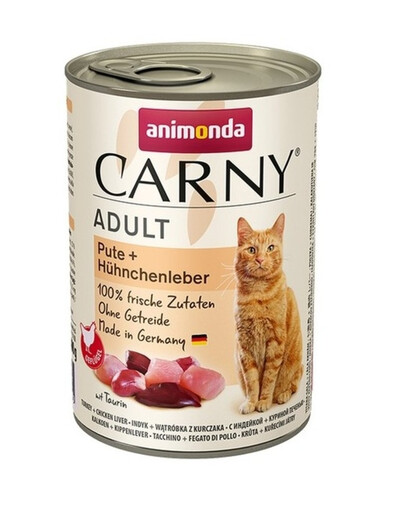 ANIMONDA Carny Nassfutter mit Pute und Hühnchenleber für adulte Katzen getreidefrei 24x400 g