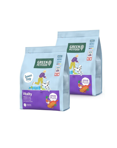 GREEN PETFOOD InsectDog Vitalität Trockenfutter mit Insektenprotein und Ente für adulte Hunde 2x7,5kg