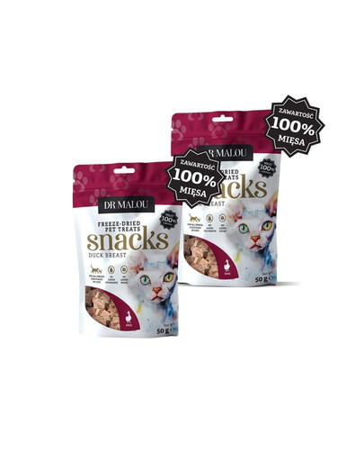 DR MALOU Fleischwürfel gefriergetrocknete Entenbrust Snacks für Katzen 2x50g