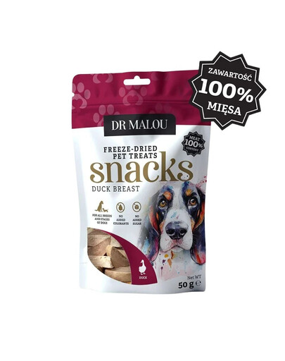 DR MALOU Gefriergetrocknet Entenbrustfleisch Fleischwürfel Snacks für Hunde 2x50g
