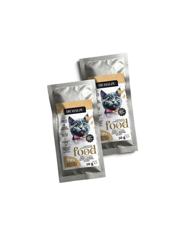 DR MALOU Kitten Gefriergetrocknete Nahrung Huhn mit Ziegenmilch und Eigelb Trockenfutter für Kätzchen 2x10g