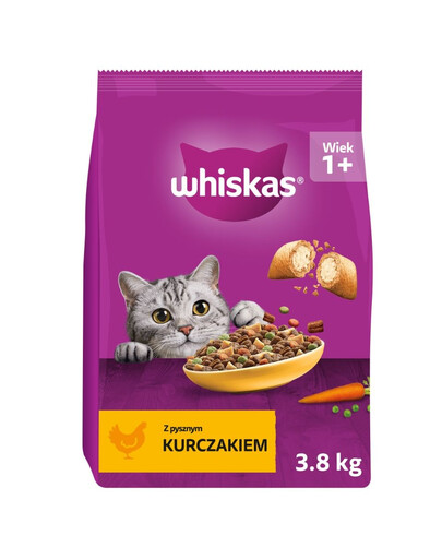 WHISKAS Trockenfutter mit Huhn für adulte Kaztzen 7,6 kg (2x3,8 kg)