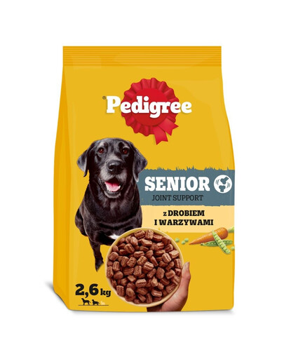 PEDIGREE Senior Trockenfutter mit Geflügel und Gemüse für ältere Hunde 3x2,6 kg