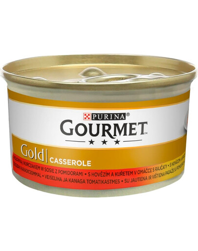 GOURMET Gold Casserole Nassfutter mit Rind und Huhn in Soße für adulte Katzen 6x85 g