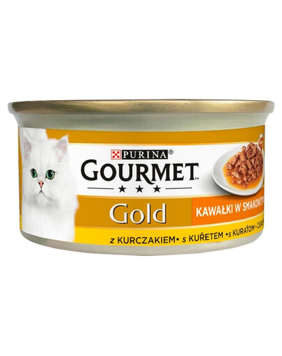 GOURMET Gold Sauce Delights Nassfutter mit Huhn in Soße für adulte Katzen 24x85 g