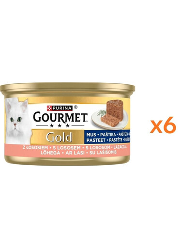 GOURMET Gold Nassfutter mit Lachs Mousse für adulte Katzen 6x85g