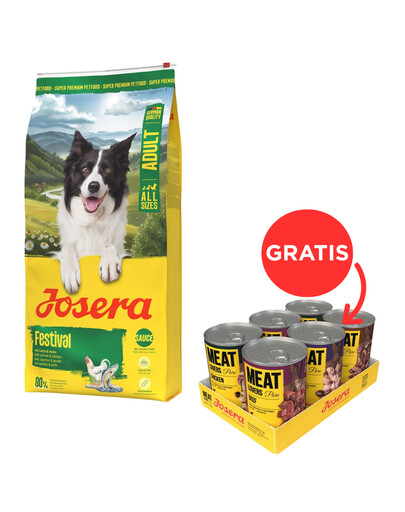 JOSERA Festival 12,5kg + JOSERA Meat Lovers Pure 6x400g GRATIS