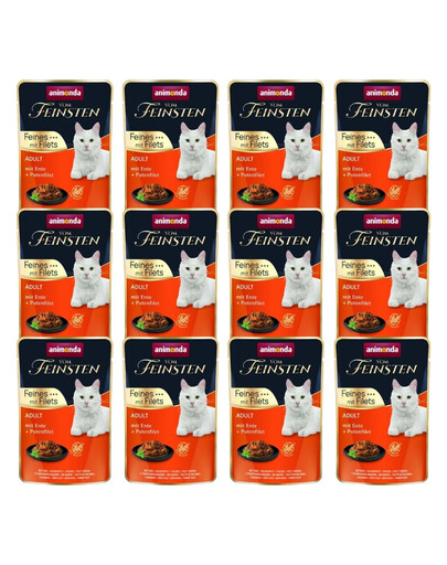 ANIMONDA Vom Feinsten Fines mit Filets Adult Kaczka i filet z indyka 12x85g mokra karma dla kotów